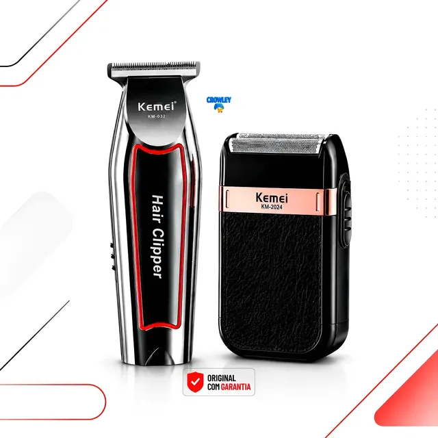 Kit Máquina de Acabamento Corte de Cabelo e Barba Kemei-032 + Shaver 2024