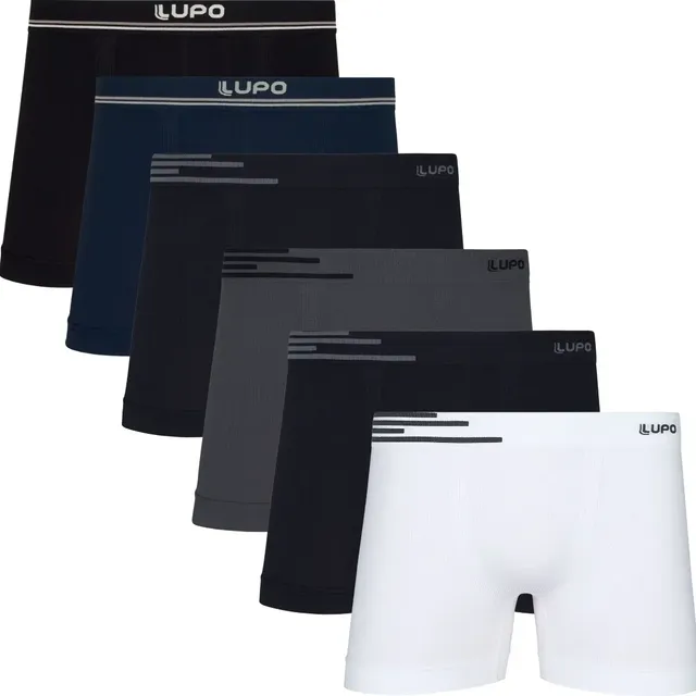 Kit 6 Cuecas Lupo Boxer Sem Costura Microfibra