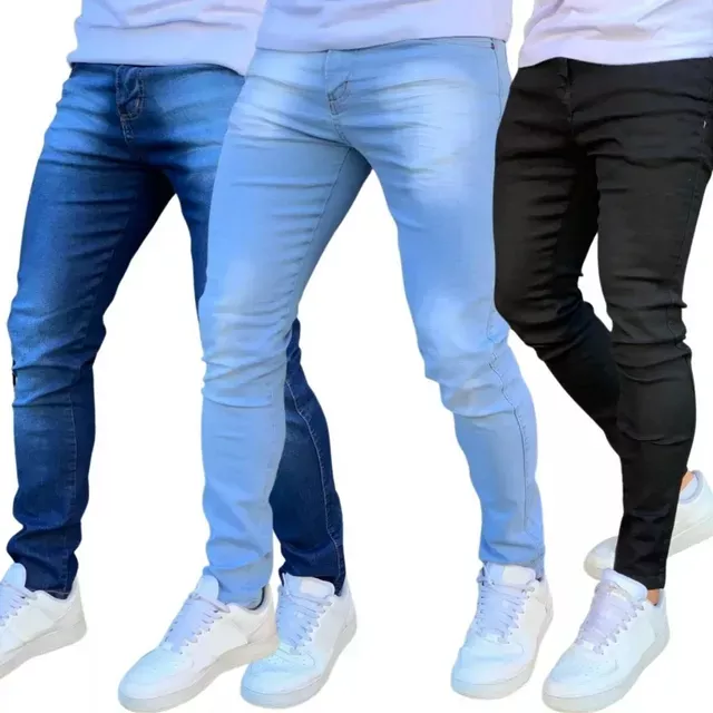 Trio de Calças Jeans Masculina Elastano