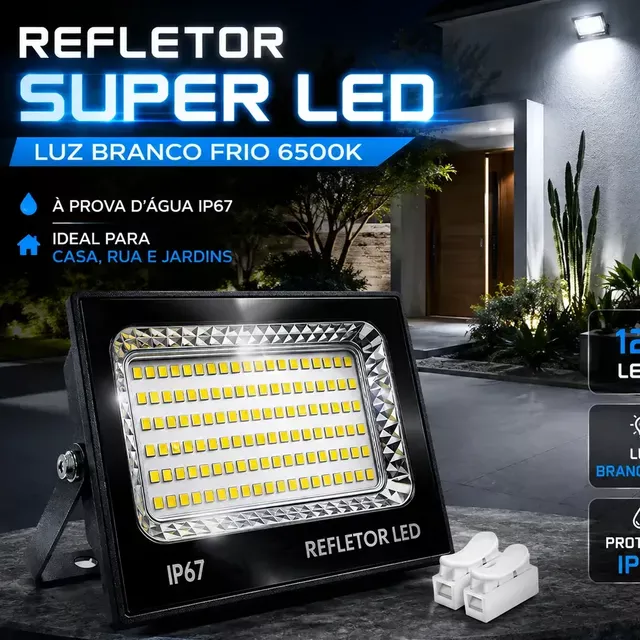 2 Holofotes Super LED 400W à prova d'água, bivolt 6500K