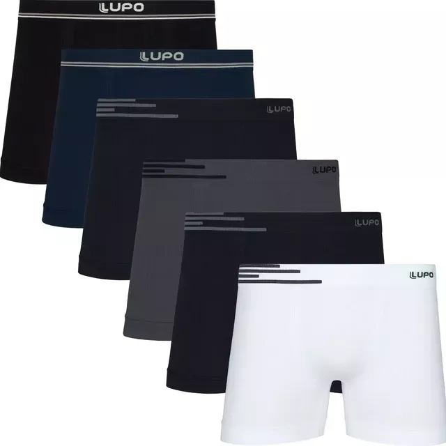 Cuecas Lupo Boxer Microfibra Sem Costura, kit com 6