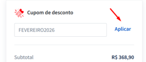 cupom aplicado