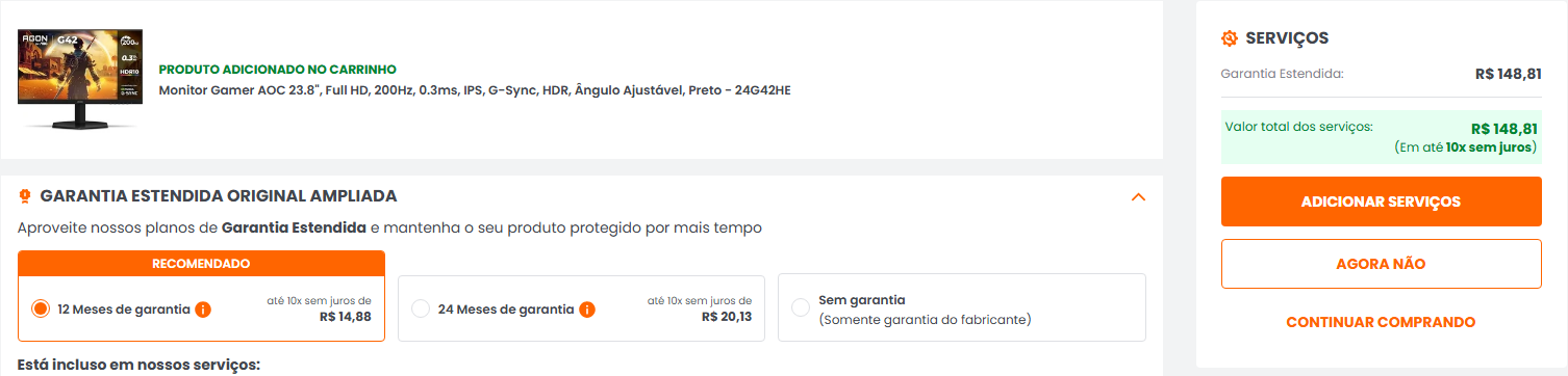 Carrinho frete gratis