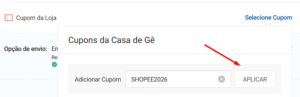 cupom inserido shopee