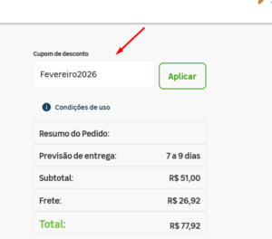 Inserindo o cupom 