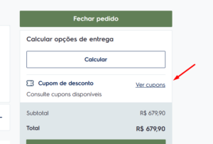 Inserndo cupom