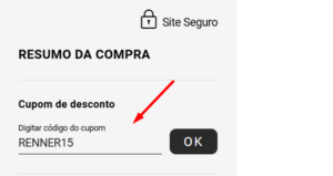 Onde inserir o cupom da renner