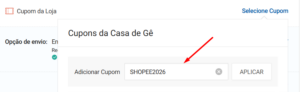 Onde inserir o cupom shopee