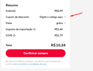 Onde inserir o cupom 