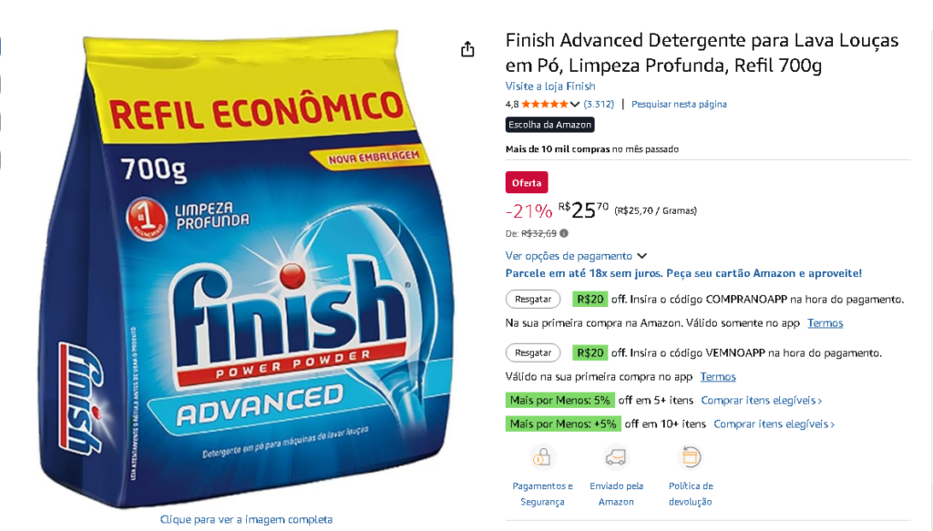 finish advanced oferta em destaque